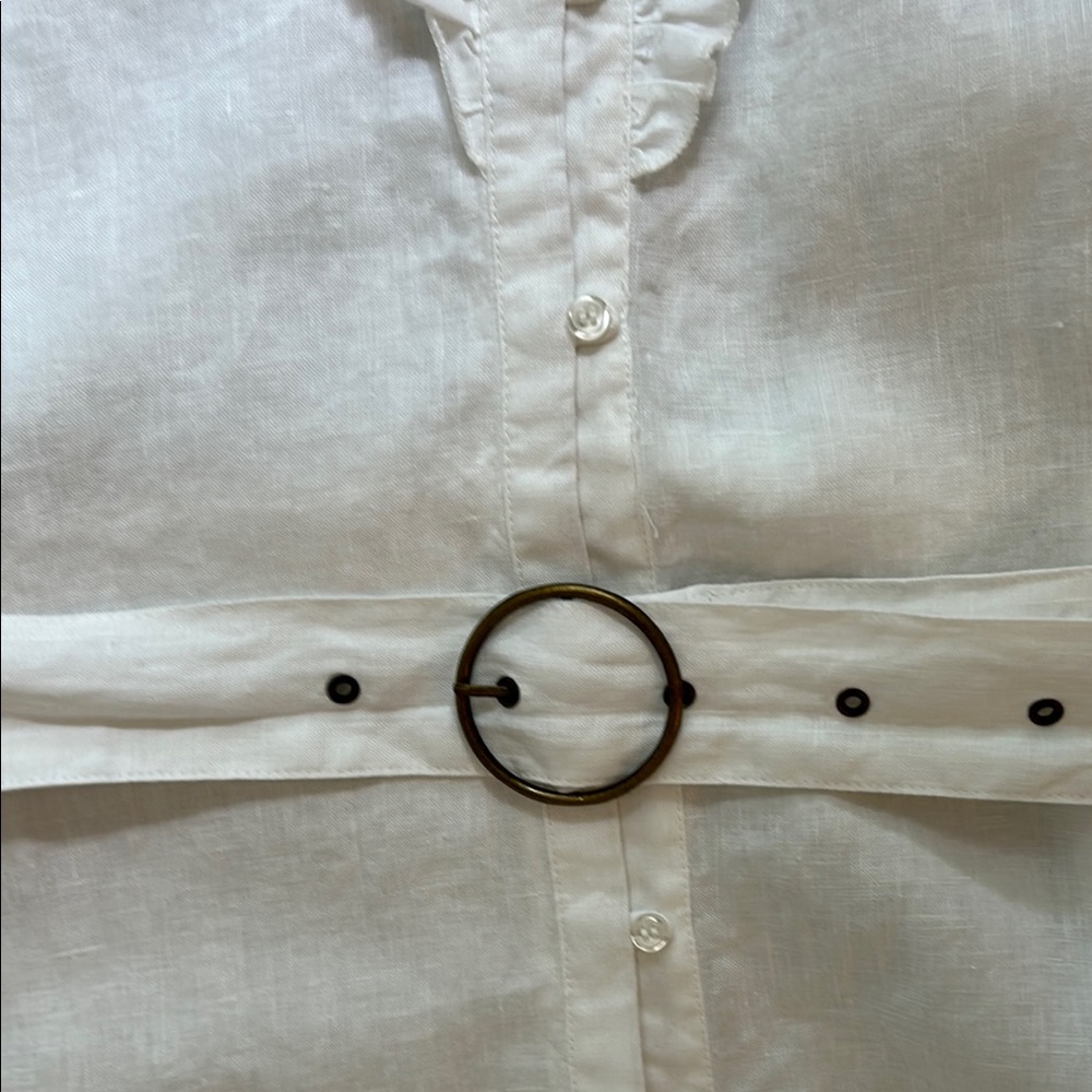 New Saks Fifth Avenue Elegant White Sleeveless 100% Linen Dress, NWT, Size XL/16 - Picture 7 of 12